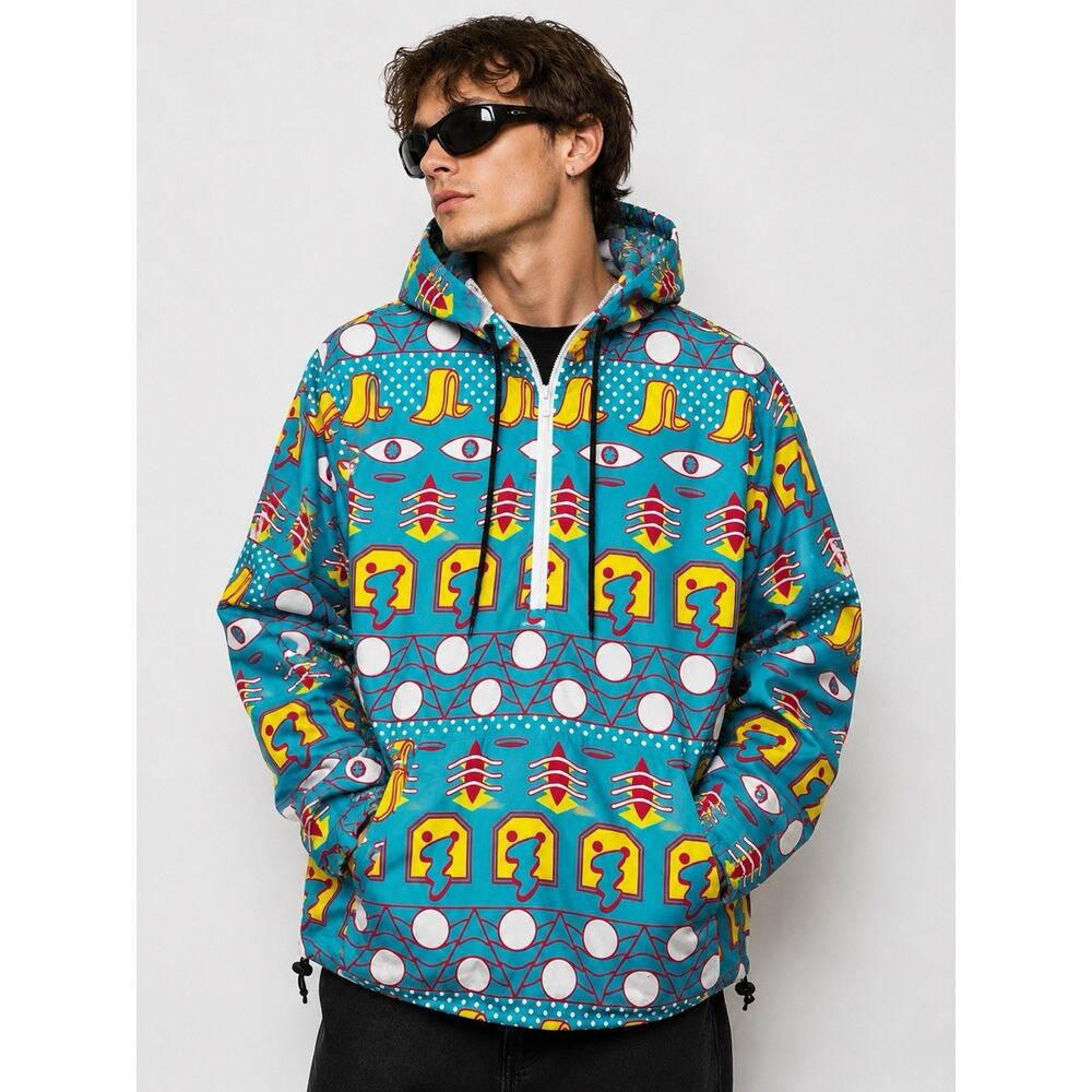 Meow Wolf Hooded Windbreaker Jacket Psychedelic Print Size Medium